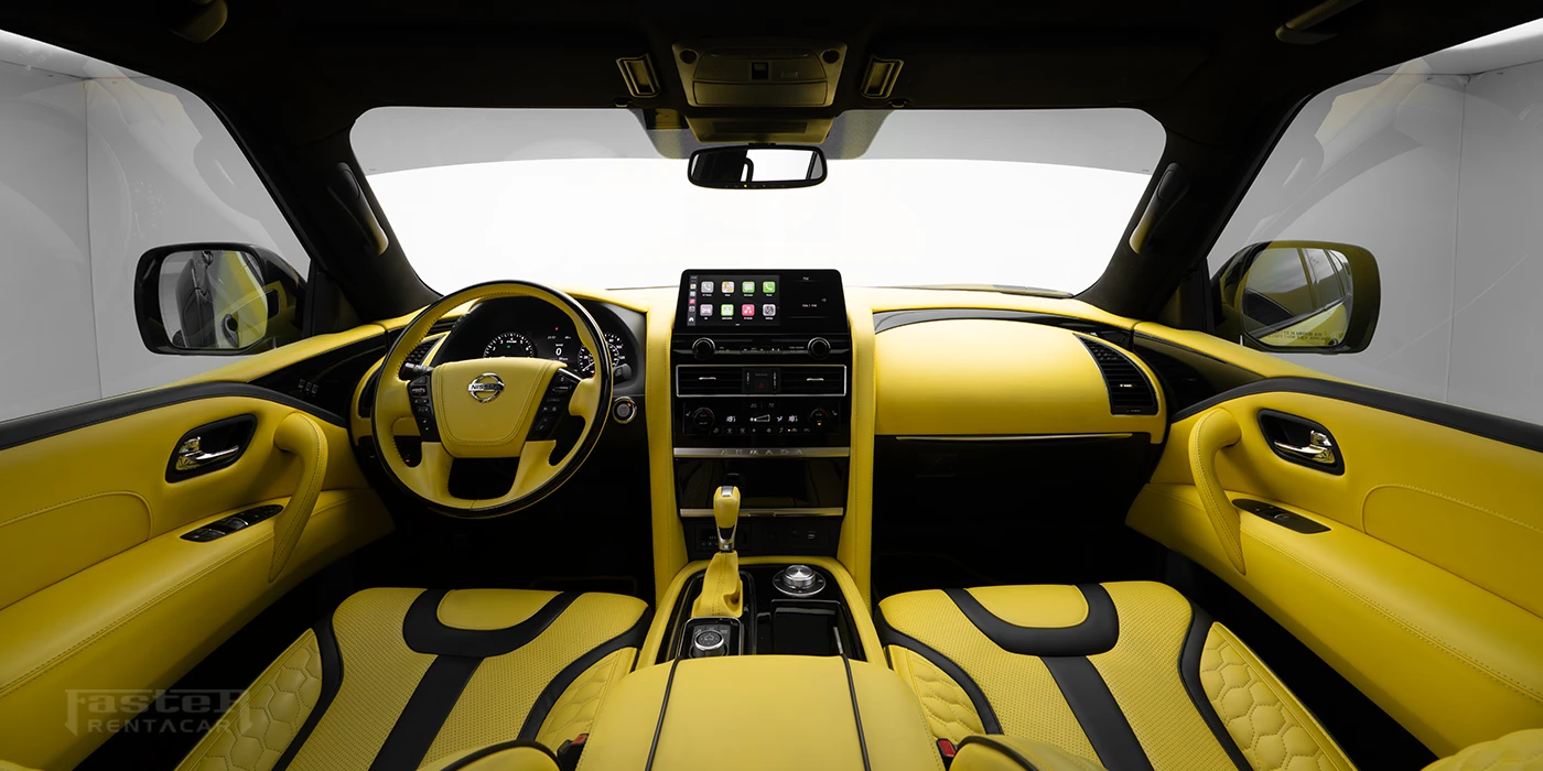 Infiniti QX80 Yellow and Black Modified Interior